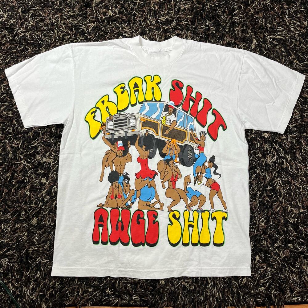 Awge Asap Rocky Freak Sh*t Awge Sh*t White Tee Size L New %100 Authentic